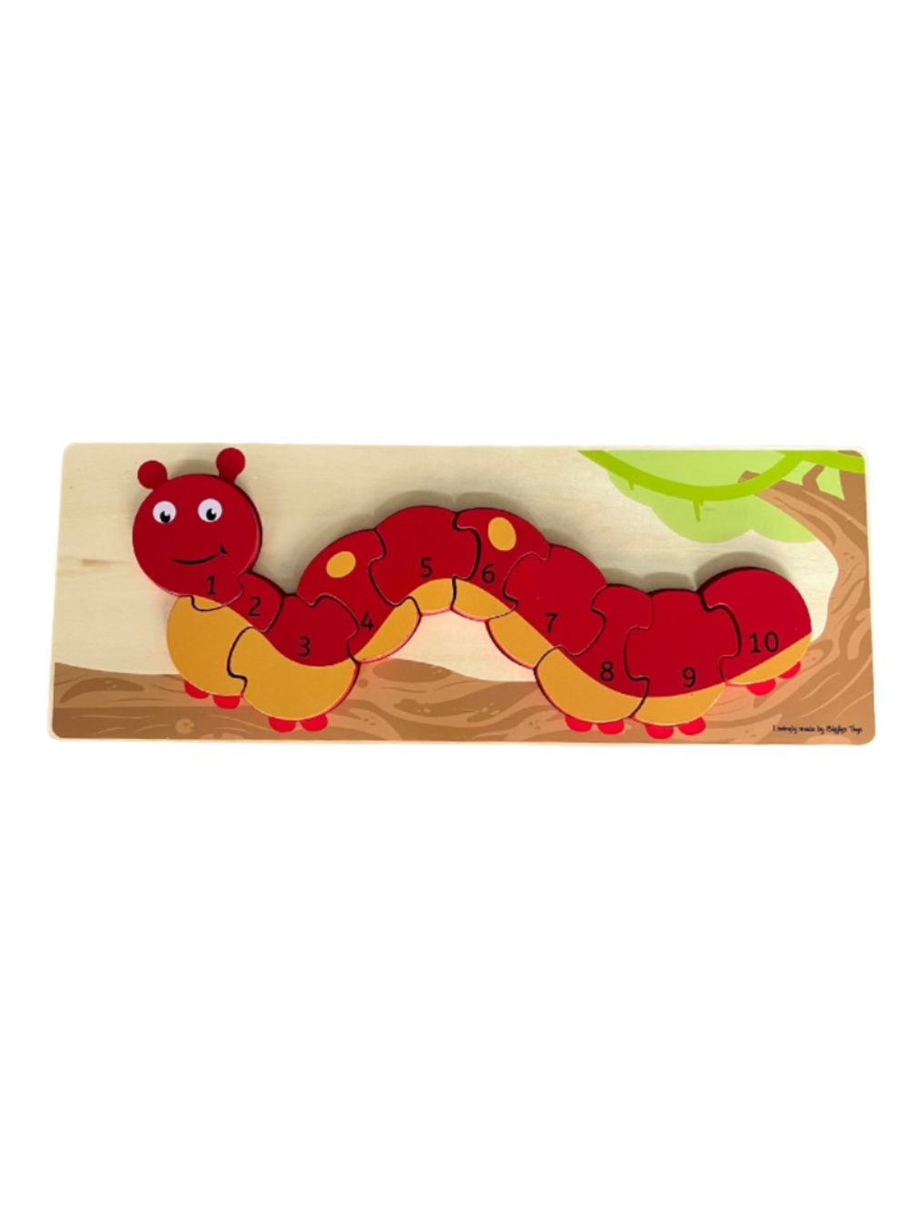 BIGJIGS || WOODEN JIGSAW NUMBER PUZZLE || CATERPILLAR DESIGN || RED YELLOW BLACK